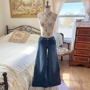 Y2K Sizzle dark wash wide leg low rise jeans size 13